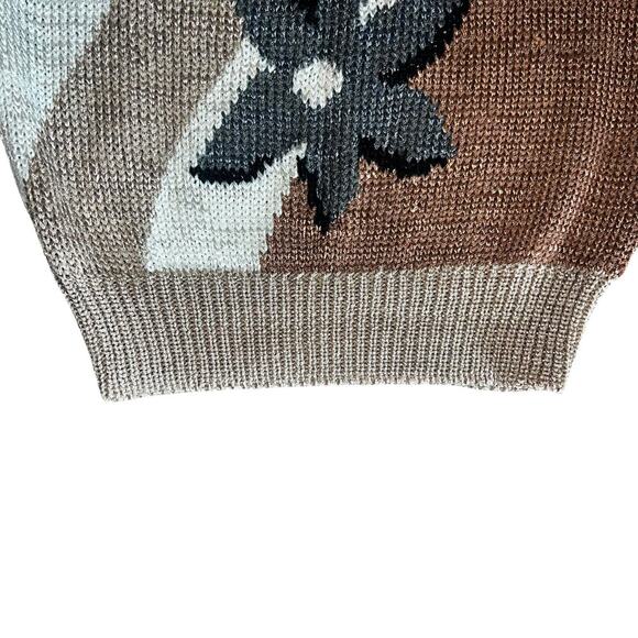 Vintage 80’s Cap Sleeve Hand Knit Sweater with Floral Design by Christine SM - Picture 8 of 10